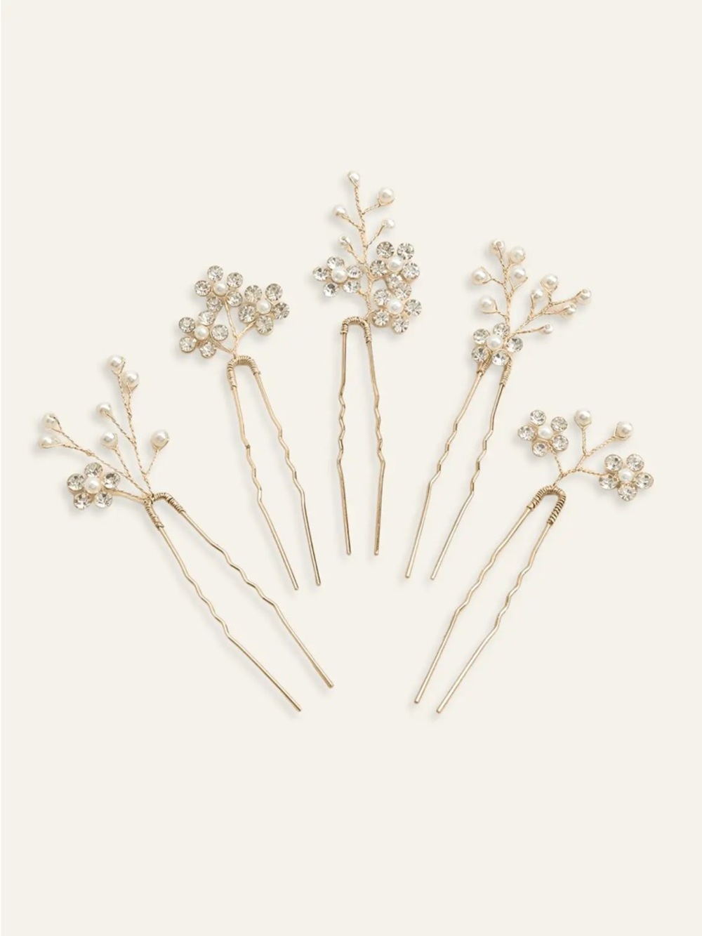 Rhinestone Floral Cluster Hairpin Set - Picture 2 of 2